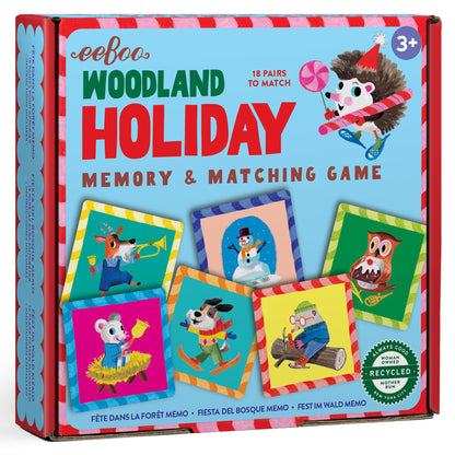 eeBoo: Memory & Matching Game- Woodland Holiday - 18 Themed Matching Pairs, Educational Preschool Game, Kids Ages 3+, 1-4 Players