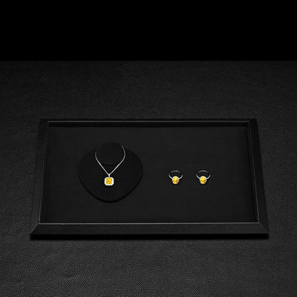 Oirlv Black Leather Jewelry Display Tray with Microfiber Lining, Premium Square Corner Organizer