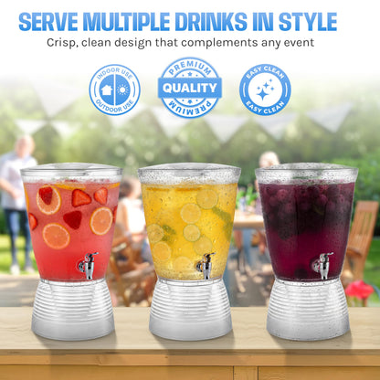 Drink Dispenser for Parties (2.5 Gallon) Large Plastic Water Dispenser for Counter Tops, No Mess, Easy to Assemble & Wash, Up to 40 Drinks, For Drinks, Juice, Punch & Water (1 Pack)
