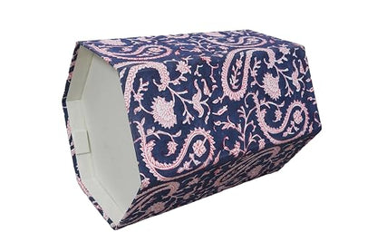 Generic 3.3 Gallon Cotton Hand Block Printed Paper Waste Basket |Small Decorative Trash Can for Housewarming Gifts in Living Room, Bedroom, Bathroom | Eco-Friendly, Plastic-Free (1, BLUE PINK MUKAT)