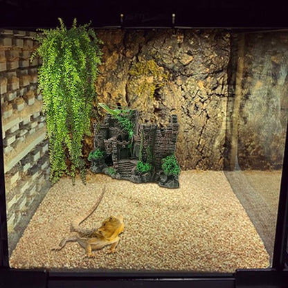 PINVNBY Reptile Resin Castle Decoration,Bearded Dragon Habitat Accessories Crested Gecko Hideouts Cave Reptiles Vines Flexible Jungle Climbing Vines Decor for Chameleon Snake Gecko Lizard(4 Pcs)