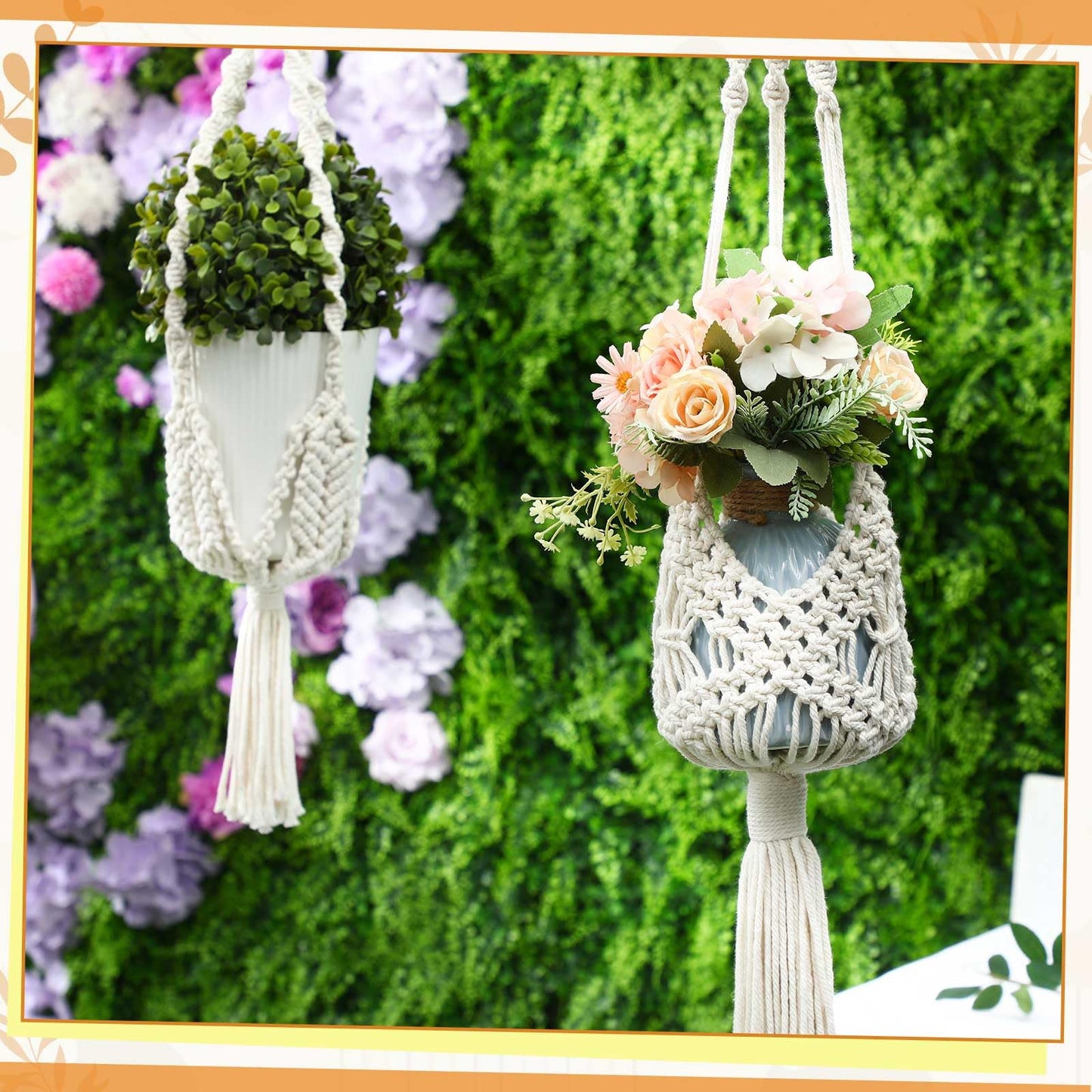 Vincreem 4 Pack Macrame Plant Hanger Hanging Planter with Patterns for up to 8 Inch Pot Indoor Outdoor Hanging Planter Basket Boho Plant Hanger Holder Decorative Flower Pot Holder for Garden Home