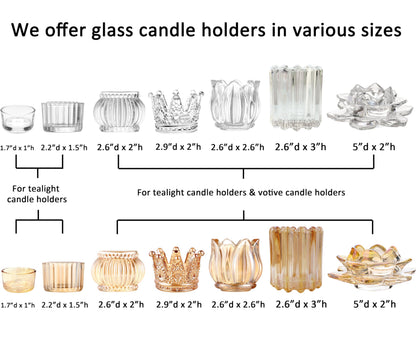 GOLDEAL 12 Pcs Crown Tealight Candle Holders,Votive Candle Holders，Clear Glass,IdealHolder for Wedding Centerpieces,Party,Dinner, Christmas Decorations
