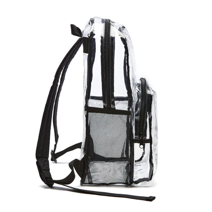 Amazon Basics Transparent Clear School Backpack, Water-Resistant PVC Plastic, Reinforced Shoulder Straps, 17 x 7 x 13 in
