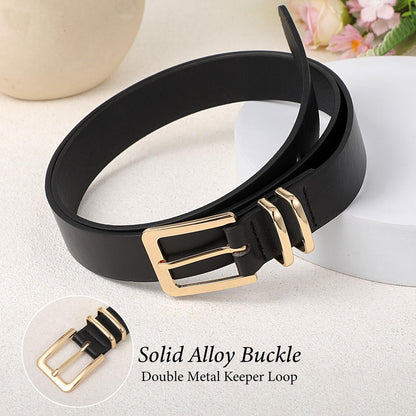 Ckhoid 8 Pcs Womens Leather Belts for Jeans Pants Dresses Fashion Skinny Waist Belts for Women with Gold Buckle (4 Colors)
