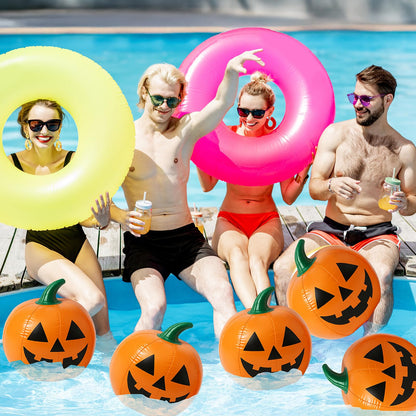 Vertintong 12 Pcs Halloween Pumpkin Beach Balls Inflatable Decorations 14 Inches Plastic Jack O Lantern Party Decoration Inflatable for Halloween Yard, Garden, and Lawn
