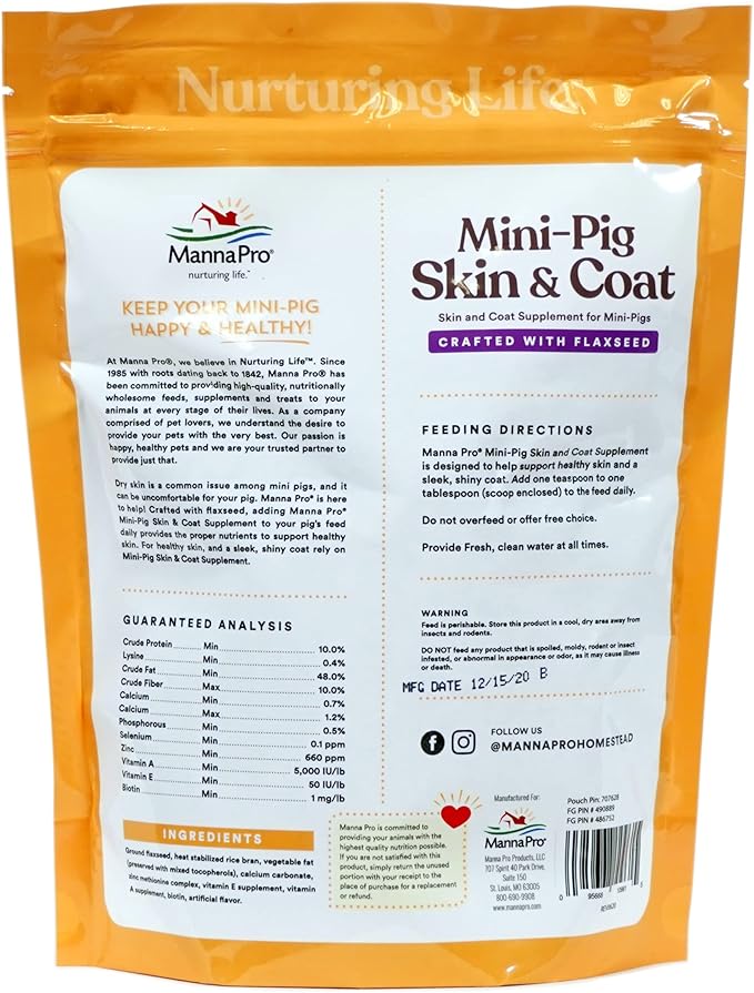 Manna Pro Mini-Pig Skin and Coat Supplement | Skin and Coat Supplement for Mini-Pigs | Provides Nutrients to Support Skin & Coat Health and Appearance | 1 lb (Pack of 2)