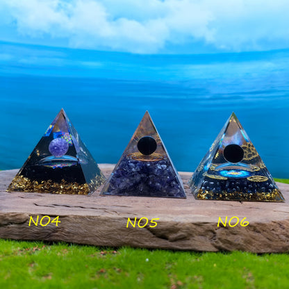 Healing Crystals Orgone Pyramid for Positive Energy, Stress Reduction, and Attracting Wealth and Luck Reduce Stress and Promote Healing with this Crystal Pyramid Home Decor (NO20,6cm)