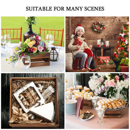 Sieral 4 Pieces Wood Cupcake Display Stand Decorative Dessert Appetizer Cake Stand Risers Wooden Crate Rustic Cake Risers for Storage for Party Christmas Halloween Wedding Decor(Burnt Wood)