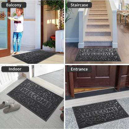 Yimobra Welcome Mat Outdoor 29.5x17, Waterproof Non-Slip Outdoor Mats for Front Door Outside Entrance, Low-Profile Entryway Mat Indoor for Garage Patio, Grey