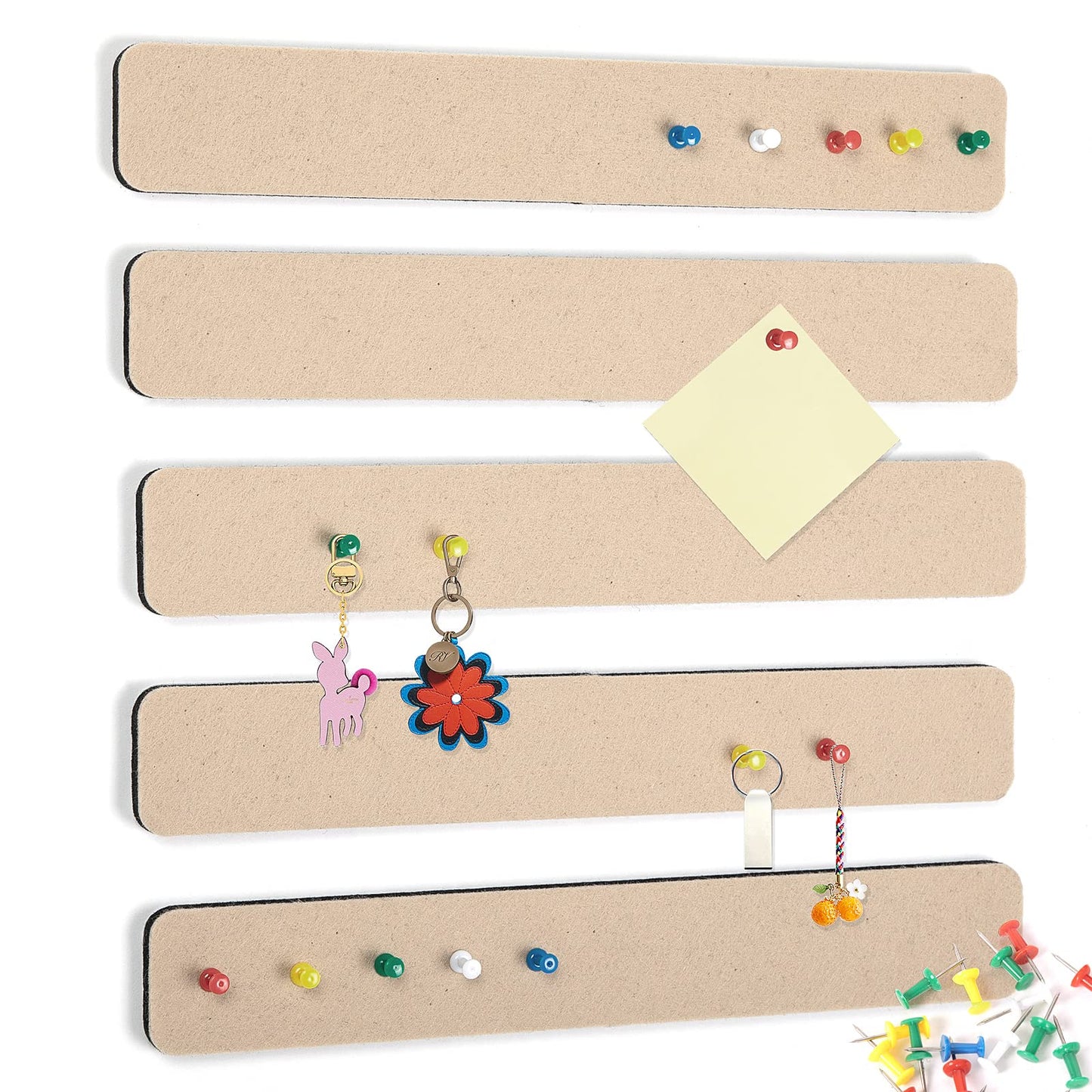 Arlasuo 5 Pack Grey Felt Pin Board Bar Strips Bulletin Board Bundle with 5 Pack Camel Felt Pin Board Bar Strips Bulletin Board