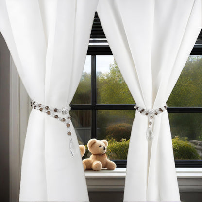 SUQ I OME 1 Pair of Luxury Crystal Beaded Magnetic Curtain Tieback and Holdback Curtain Clips Curtain Buckle Curtain Holder Blingbling Curtain Holdbacks for Drapes,Gray
