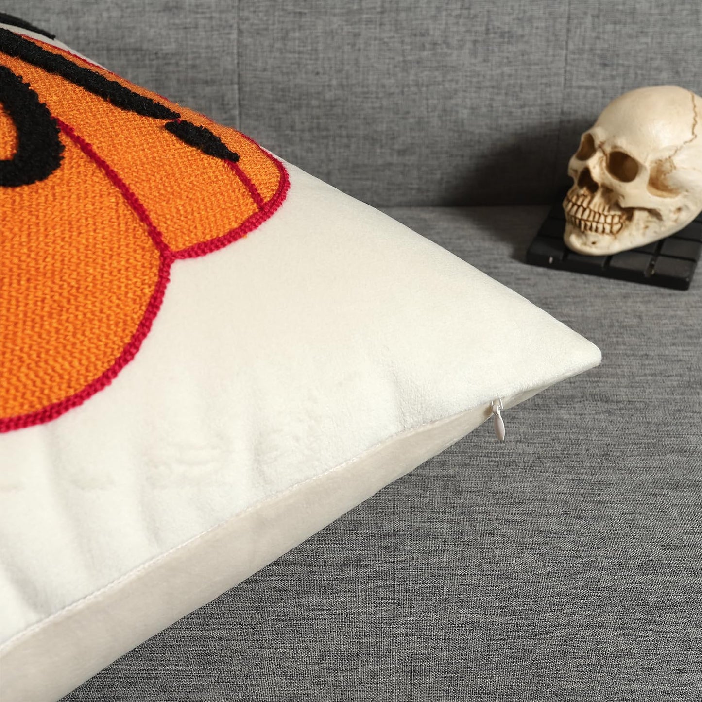 LUOYEHK Halloween Pillow Covers 18x18 Set of 2 Boo Embroidery Throw Pillow Covers Farmhouse Halloween Home Decor Cushion Covers for Couch Sofa Bed
