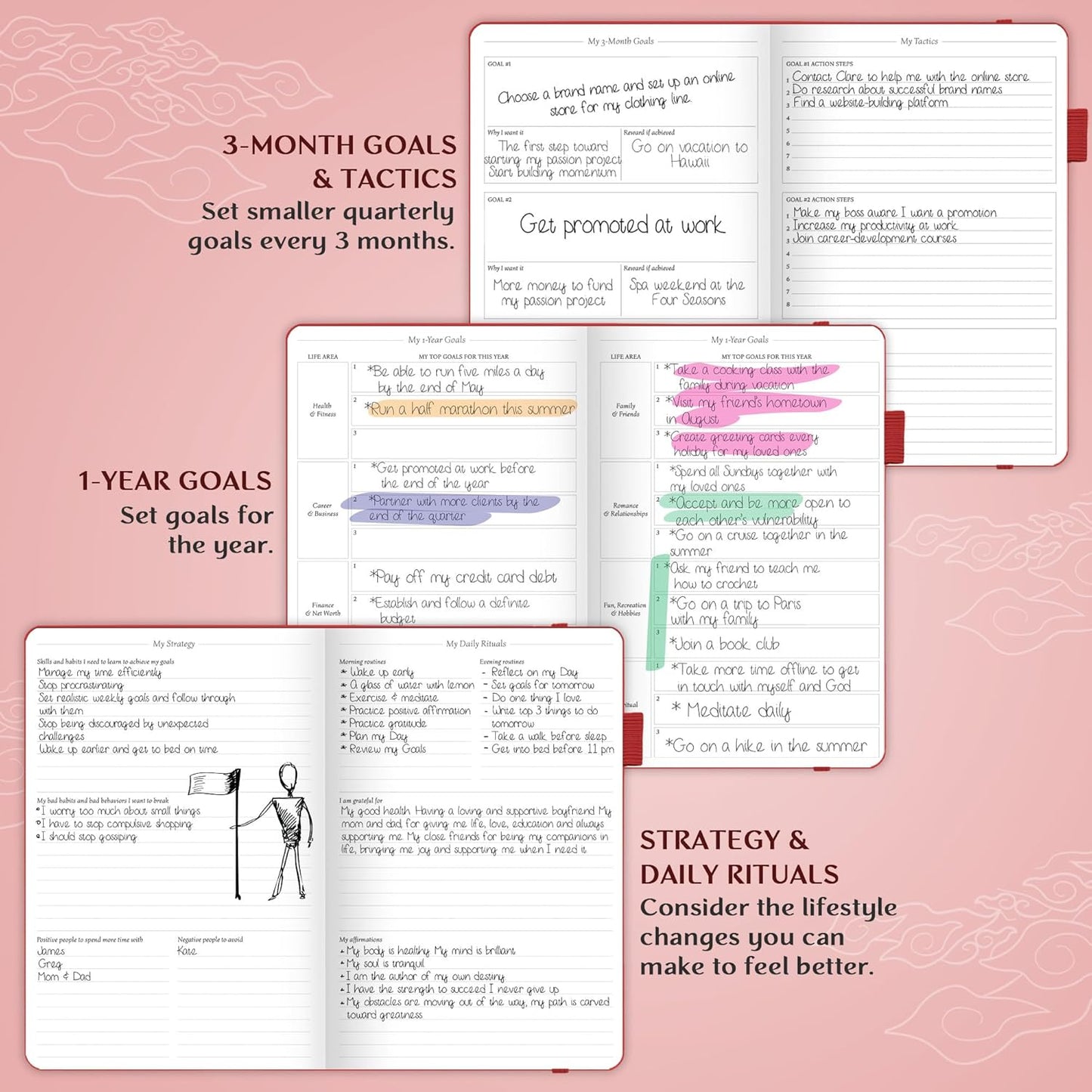 Legend Planner – Weekly & Monthly Life Planner to Hit Your Goals & Live Happier. Organizer Notebook & Productivity Journal. A5 (Red)