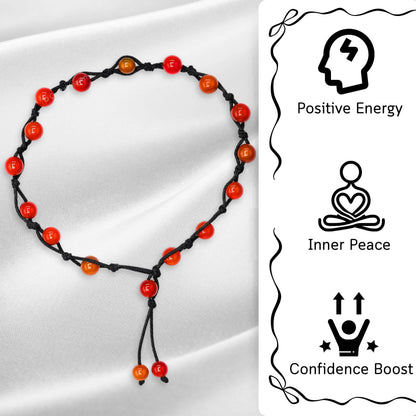 Amazing Gemstone Carnelian Anklet Ankle Bracelets for Women - Waterproof Beaded Healing Crystal Anklets, Plus Size Chakra Gemstone Bead Anklet (Stretchy Adjustable - Hand Knotted)