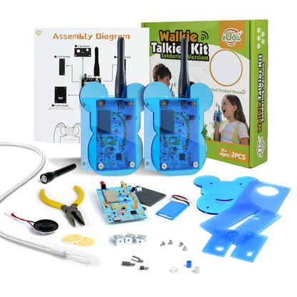 eUda+ STEM Walkie-Talkies Kit Stem Toys for Ages 8-13-15-18+ Building Toys for Boys Age 8-12-14-16-17+ Science Experiments for Kids 9-12 DIY Kits for Kids Teenage Girl Gifts (Assembly Version, BTB)
