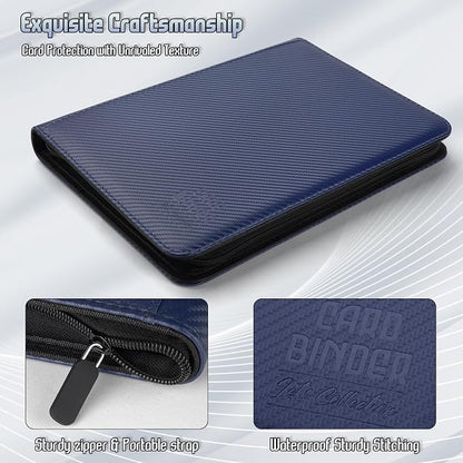 Trading Card Binder, Premium 9 Pocket Double Sided 540 Pocket PU Card Collection Binder, Collectible Trading Card Albums for MTG, TCG, Sport Card, Game Cards (Navy blue 1)