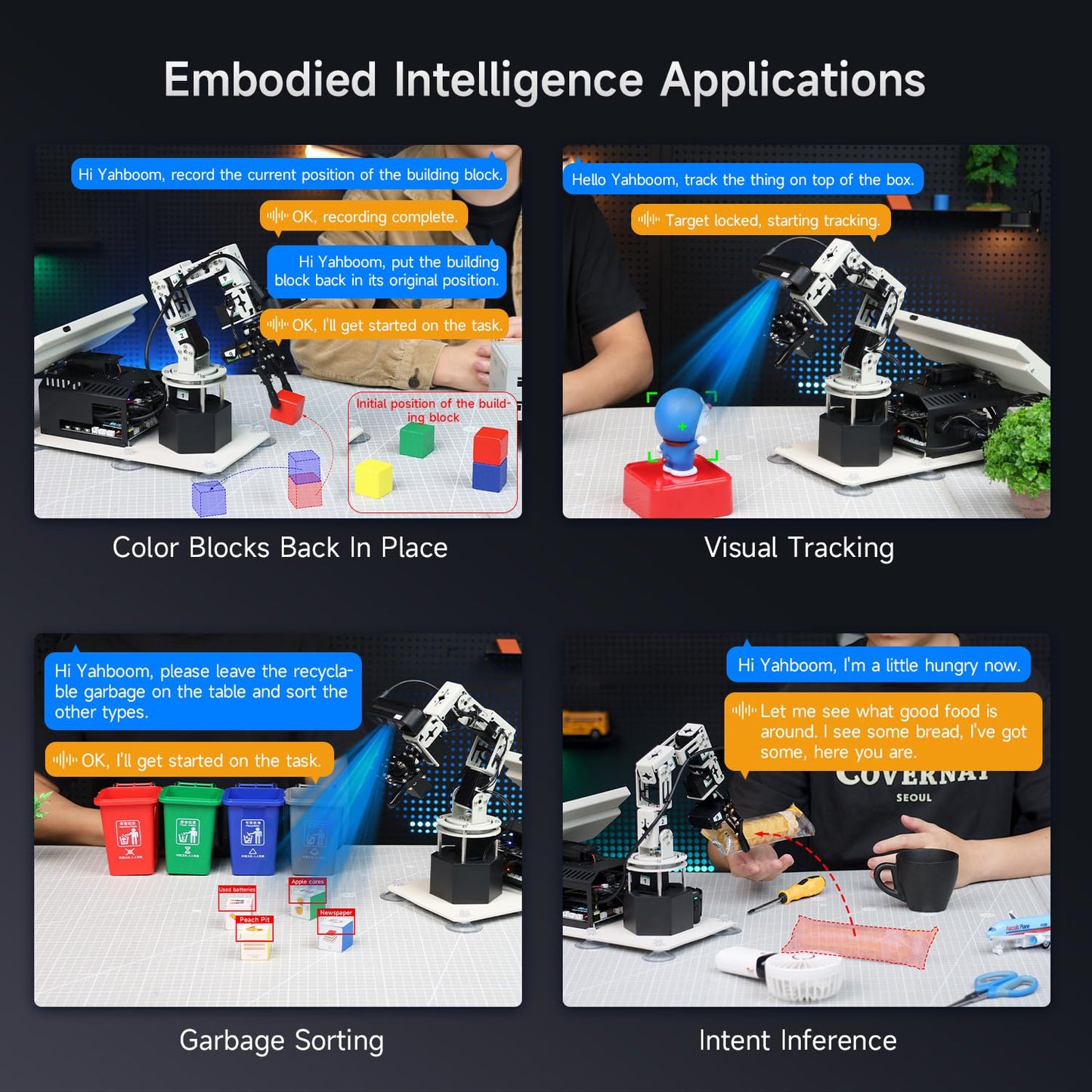 Yahboom Jetson Orin NX Super 16GB 157Tops Robotic Arm 3D Recognition Scanning, Depth Camera Visual AI with Display Supports AI Voice Interaction