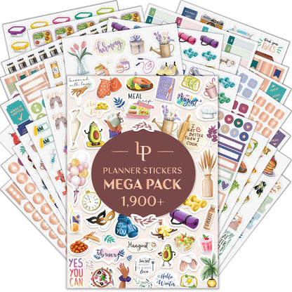 Legend Mega Sticker Pack – 1,900+ Small Stickers for Planner, Journal & Calendar – Aesthetic, Inspirational, Seasonal, Dates, Months, Holidays, Wellness & Budget Stickers – Planner Accessories