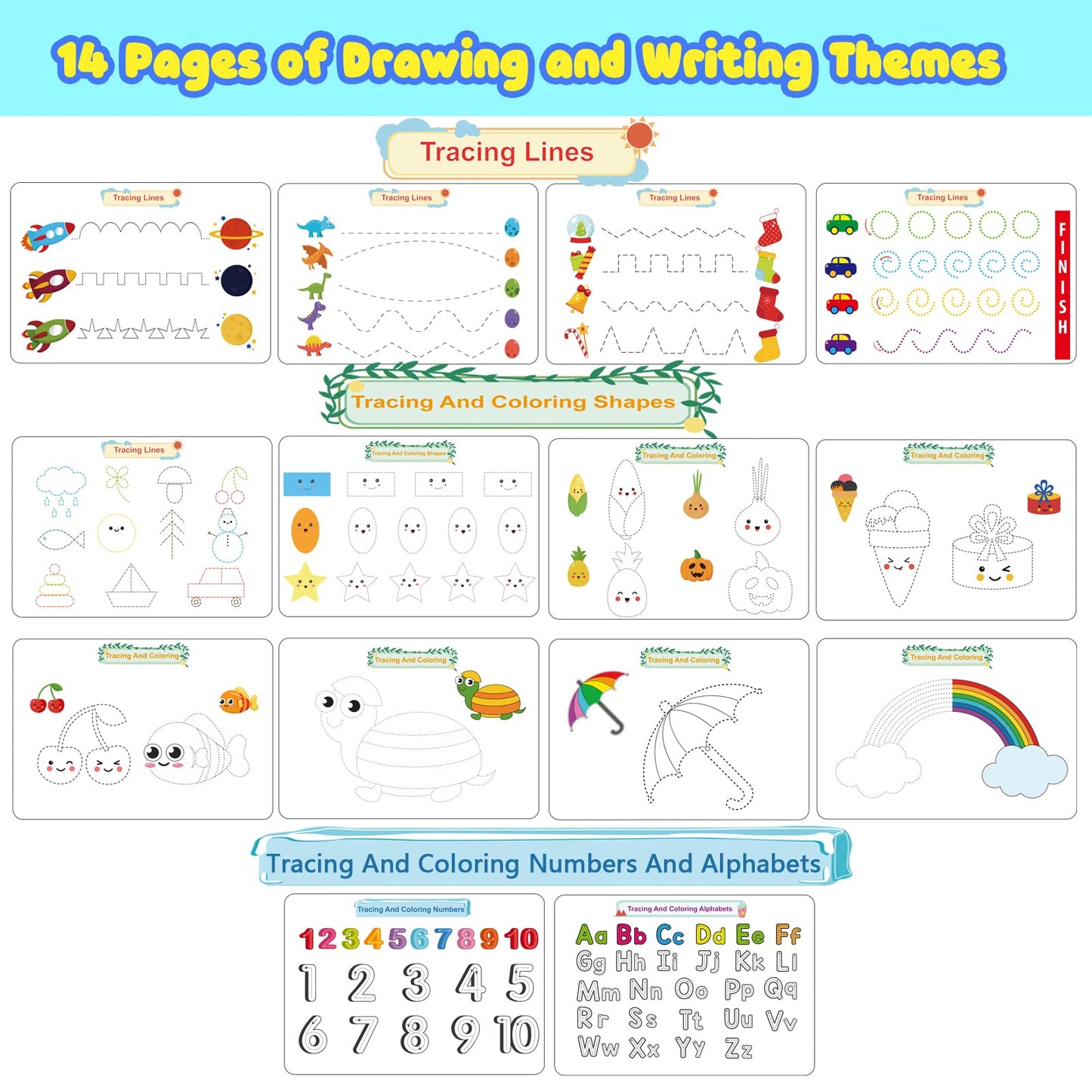 Huijing Toddler Activities Preschool Learning Busy Book - 29 Themes Binder Montessori Toys for Toddlers, Workbook Activity Autism Materials and Tracing Coloring