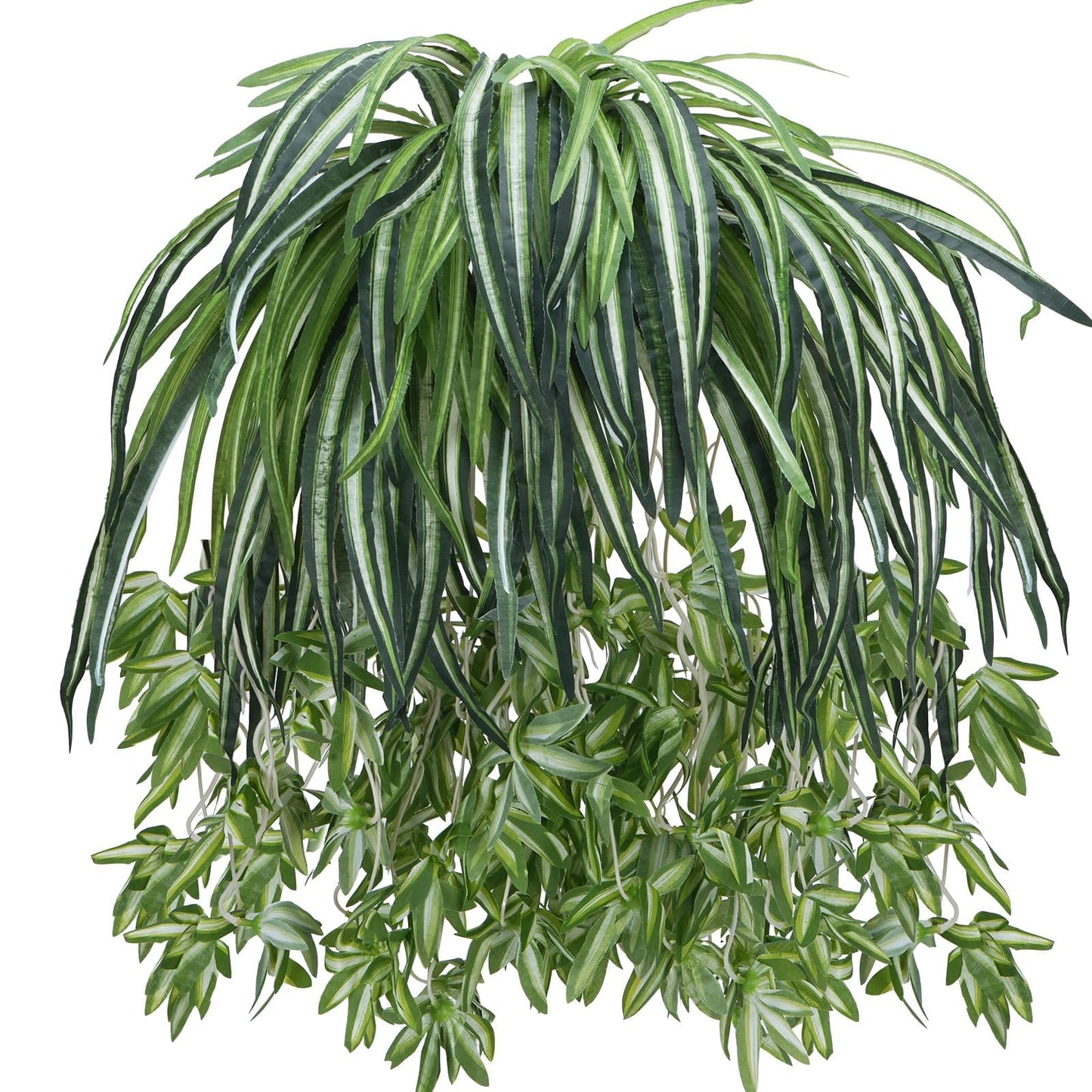 Luabue 4PCS Spider Plant Artificial Hanging Spider Plants 26Inch Chlorophytum Fake Greenery Artificial Plants for Pot Plantes Wall Home Garden Office Verandah Indoor Outdoor