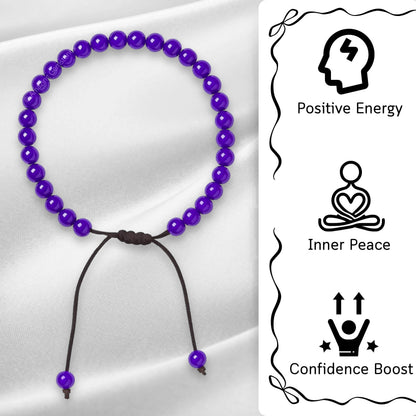 Amazing Gemstone Amethyst Anklet Ankle Bracelets for Women - Waterproof Beaded Healing Crystal Anklets, Plus Size Chakra Gemstone Bead Anklet (Stretchy Adjustable - Plain)