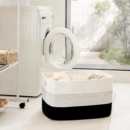 Artfeel Blanket Basket,Rectangle Woven Baskets for Storage,30L Laundry Basket for Decorative Nursery Blanket,Toys,Dirty Clothes and Magazine in Shelves,Baby Room,and Living Room