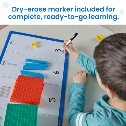 hand2mind Multicolored Base Ten Blocks Activity Set, Place Value Manipulatives, Base 10 Blocks for Math, Counting Cubes, Math Manipulatives 1st Grade, Small Group Classroom Must Haves (133 Pieces)