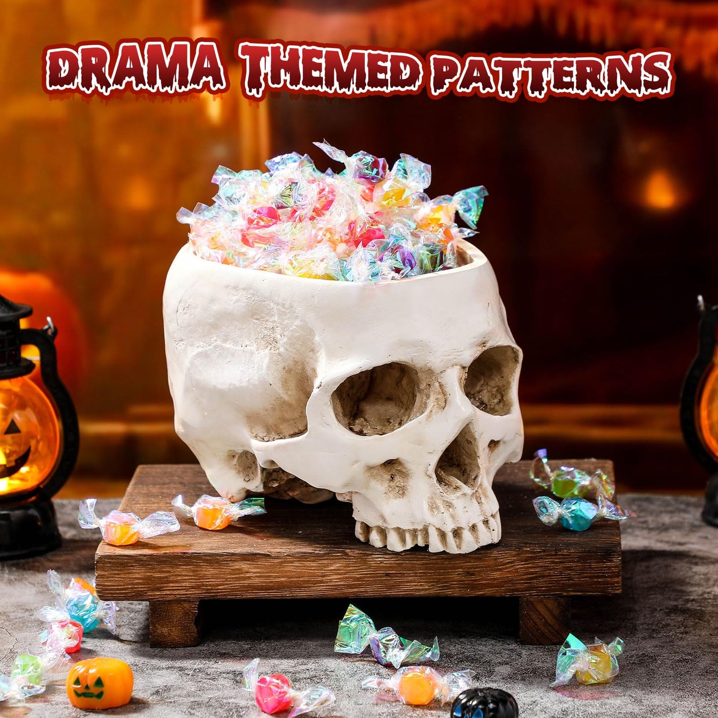 Acellegic Skull Planter Resin Skull Head Flower Pot Candy Bowl Spooky Gothic Decoration for Tabletop Home Bar Office Desk Halloween(2 Pack,Antique White,Classic)
