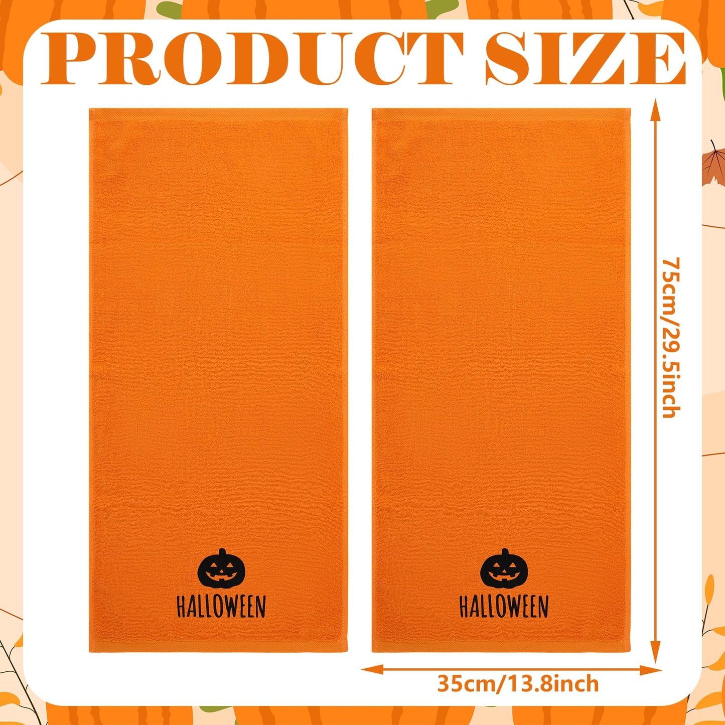 JarThenaAMCS 2Pcs Halloween Pumpkin Hand Towels Orange Black Embroidered Cotton Bathroom Towels Decorative Dish Towel for Drying Cleaning Cooking Holiday Decor, 29.5 x 13.8 Inch