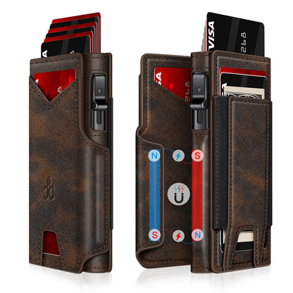 Wallet for Men Wallet with Slim Pop Up Card Holder 9-13 Cards, Bifold Minimalist Smart Wallet RFID Blocking Credit Card Holder with ID Window & Stretchable Cash Slot Compact Metal Aluminum Card Case