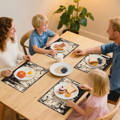 Halloween Witch Castle Placemats Set of 4 Washable Table Place Mats for Dining Kitchen Party Decor