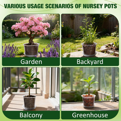 GUGEMEI 10/8/6/4 Inch Clear Nursery Pots with Drainage Holes and Saucers, 12 Pack Large Clear Pots for Plants Variety Pack, Plastic Nursery Pots for Succulents, Seedings, Herbs, Flowers, Vegetables