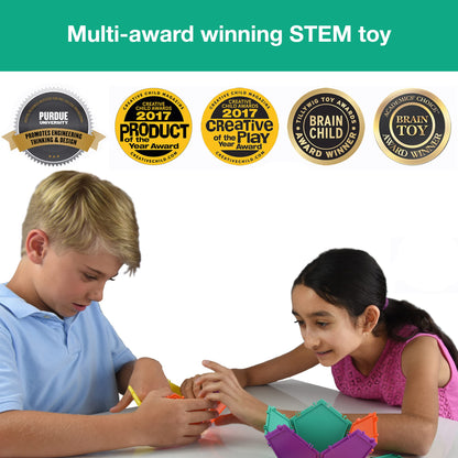 Geometiles 3D Building Set for Learning Math, Includes Many Online Activities, 96-pc, Made in USA