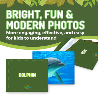 50 Animal Flash Cards - Realistic Photo Cards - Fun Vocabulary Builder for Autisim, Speech Therapy, ESL, Occupational Therapy - Montessori Educational Games for Preschool Kids Learning Activity