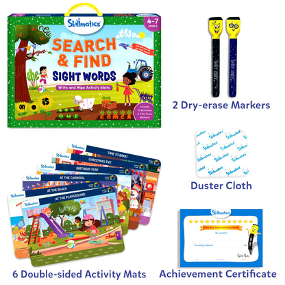 Skillmatics Search and Find Sight Words Educational Game - Reusable Preschool Learning Activities, Perfect for Toddlers & Kids Who Love Toys, Builds Vocabulary, Gifts for Ages 4, 5, 6, 7