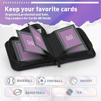 1 Pocket Toploader Binder Holds 40 Cards with 20 Sleeves Collectible Trading Card Album, for 3x4 Toploaders Hard Cases for TCG, MTG, Sports, Baseball, Football, Small Sports Card Book (1Purple)