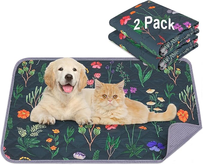 Washable Pee Pads for Dogs, 2 Pack Super Absorbent pee pads for dogs Reusable pee pads for dogs large 100% Waterproof puppy pads pet training pads for Potty, Playpen, Crate, Sofa, Car, 18'' x 24''