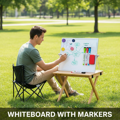 MXG Magnetic White Board Dry Erase, 10x14 Inch Double Sided Small Whiteboard with Stand, Includes 4 Markers, 4 Magnets & Eraser, Portable for Desktop, Wall, Office, & Classroom