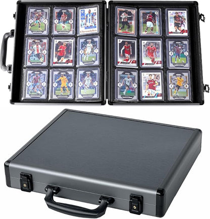 Azamou Toploader Binder for Trading Cards, Hard Cases, Holds 216 Toploaders, 9 Pocket Sleeves for 3" x 4" Cards (Gray 216-Toploaders)