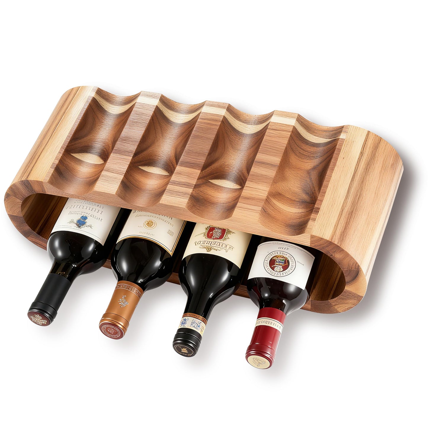 Chreyty Classic Wooden Wine Rack – 8-Bottle Acacia Wine Holder Stand – Freestanding Wine Storage – Great for Home Decor No Assembly Required.