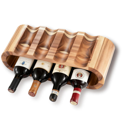 Chreyty Classic Wooden Wine Rack – 8-Bottle Acacia Wine Holder Stand – Freestanding Wine Storage – Great for Home Decor No Assembly Required.