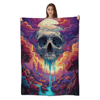 amepay Mystical Skull Throw Blanket - Soft & Warm Flannel Fleece, Cozy Plush, Lightweight, Fuzzy, Anti-Pilling, Perfect for Halloween,Couch, Bedroom, Travel - Unique Design for Men & Boys 60×50inch