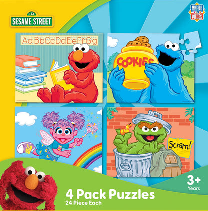 MasterPieces Puzzle Set - 4-Pack 24 Piece Jigsaw Puzzle for Kids - Sesame Street 4-Pack - 8"x10"