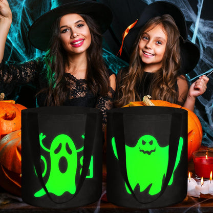 Hosuly 3 Pcs Halloween Buckets Glow in The Dark Candy Trick or Treat Bags Multipurpose Reusable Goody Light up Buckets for Kids Halloween Supplies Favors(Novel Style)