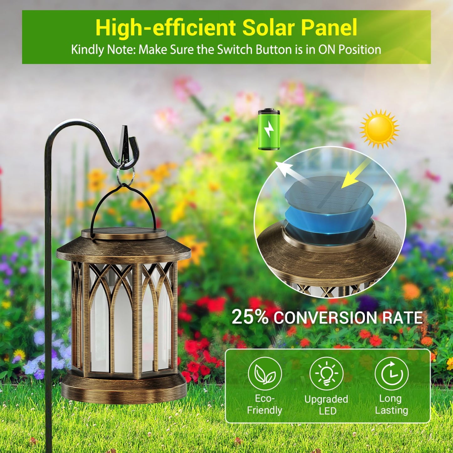 KOOPER 4 Pack Solar Lanterns Outdoor Waterproof, Upgraded Flickering Flame Solar Lantern Lights, Auto On/Off Lanterns Decorative Outdoor, Outdoor Hanging Lantern for Yard Garden Table Decor (Bronze )
