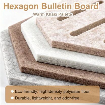 12 Pack Hexagon Cork Board, Warm Khaki & Hexagon Felt Bulletin Board with 70 Pins, 11.8x10.2 Felt Board,for Home Office Decor Wall Art & Vision Board with Cut-Out Designs