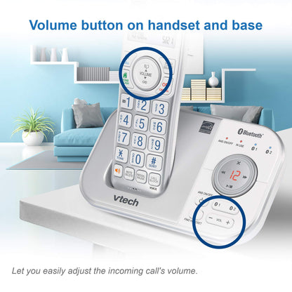 VTech VS112-4 Bluetooth 4 Handset Cordless Phone for Home with Answering Machine, Call Blocking, Caller ID, Intercom and Connect to Cell