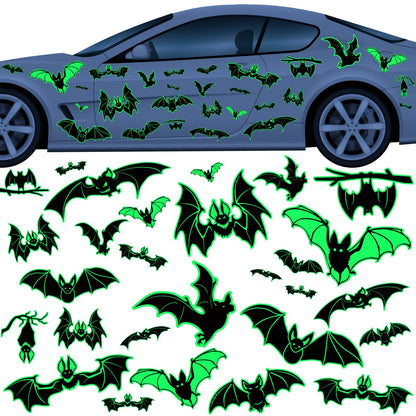 28 Pcs Halloween Magnets Decoration Glow Halloween Car Bats Magnet Stickers Luminous Fridge for Garage Metal Door Kitchen Spooktacular Decoration