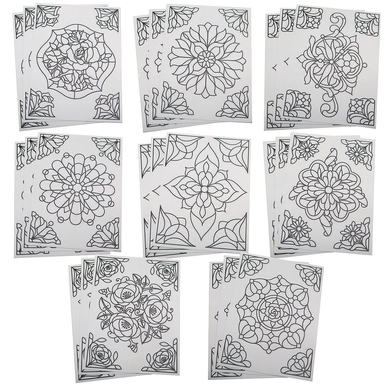 S&S Worldwide-CF-13531 Color-Your-Own Stained Glass Window Clings (Pack of 24), 7inx8in